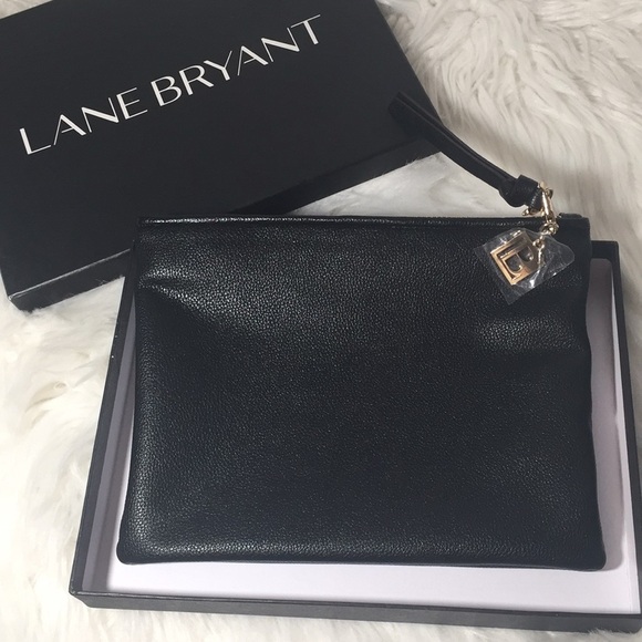 Lane Bryant Handbags - Lane Bryant Black leather Pouch Bag Clutch New